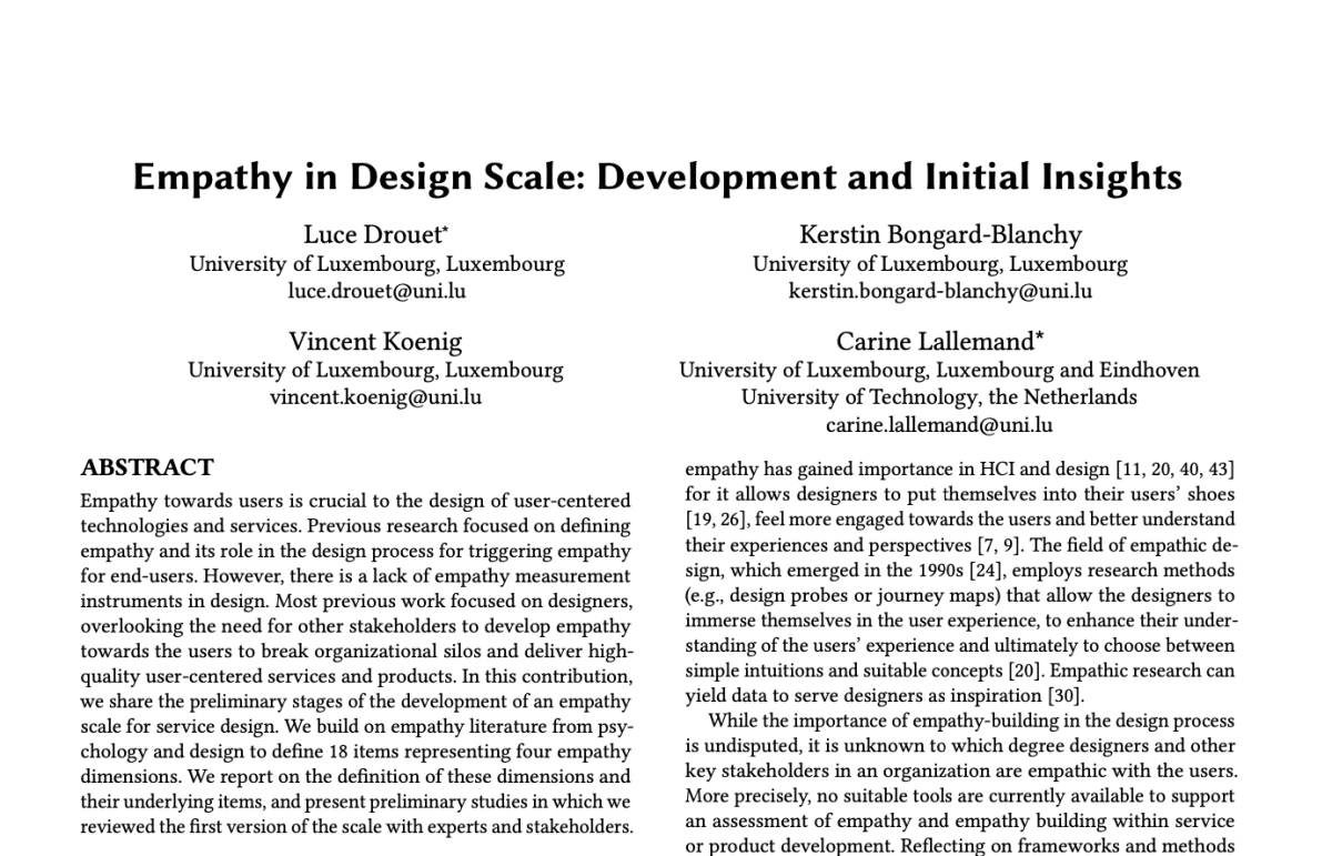 Echelle Empathy in Design (EMPA-D)